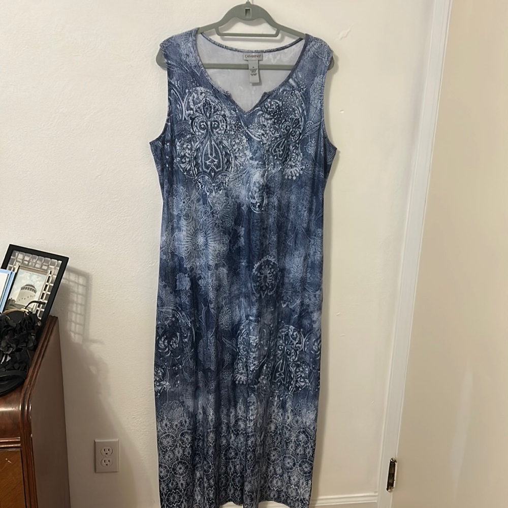 Catherines Blue and White Maxi Dress Sz 1x